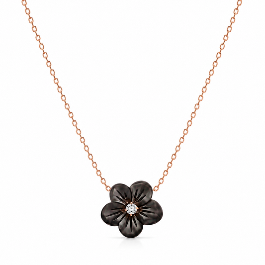 BLACK FLOWER NECKLACE